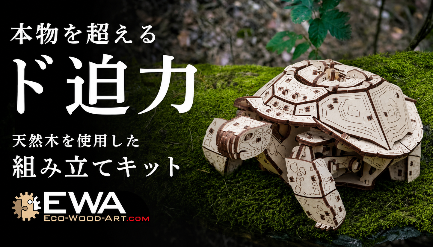 動く木製キット カメ