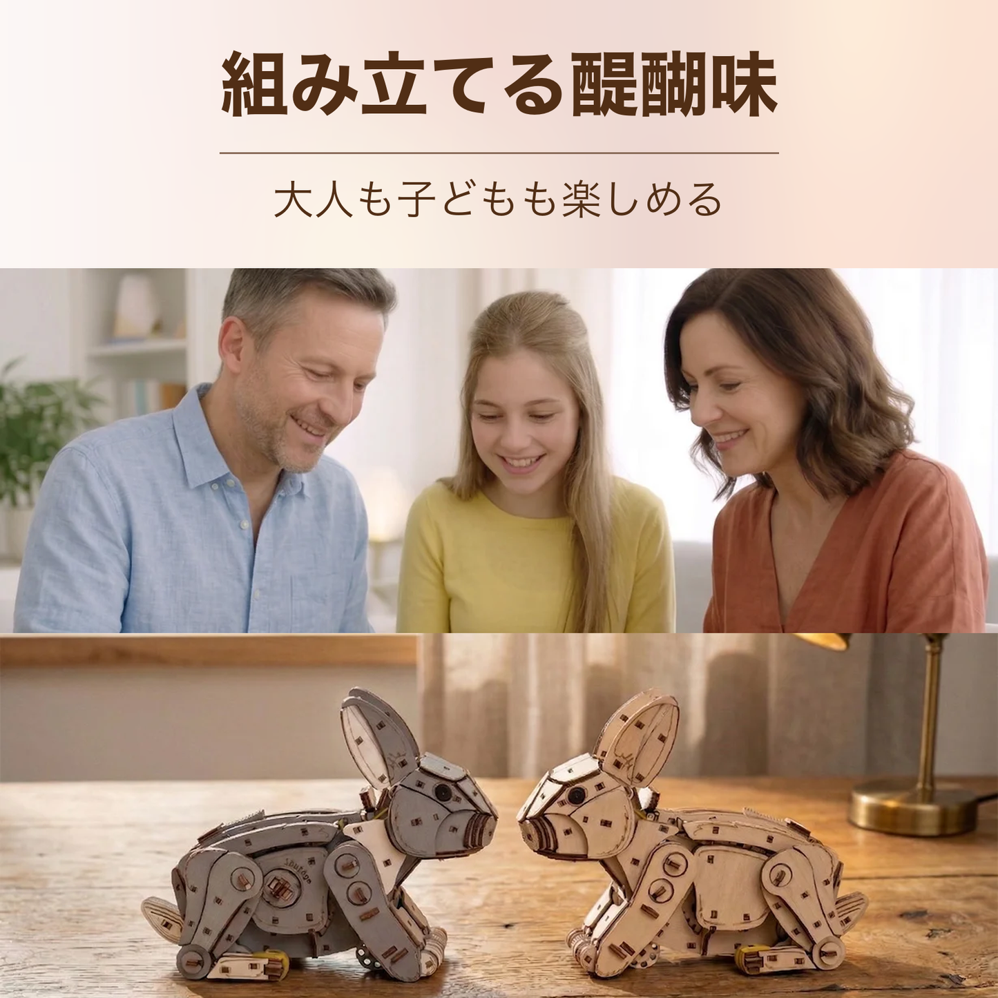 Rabbit ウサギの木製組立キット